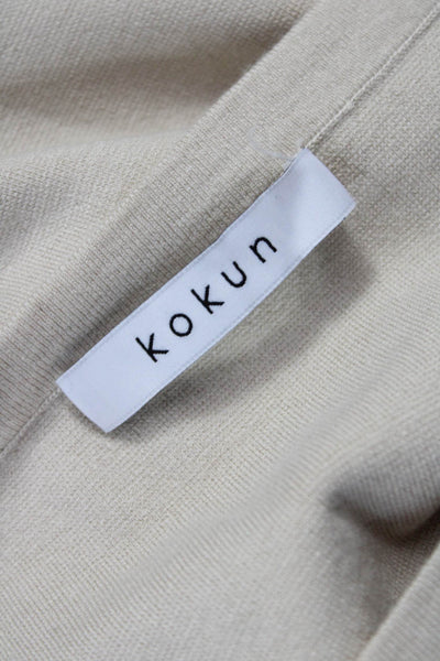 Kokun Womens Bamboo Crew Neck Pullover Sweater Beige Long Sleeve Size XS