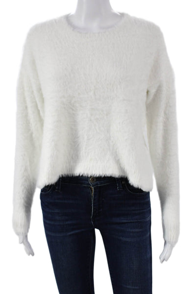 Bella Dahl Womens Pullover Sweater White Nylon Crew Neck Long Sleeve Size XS