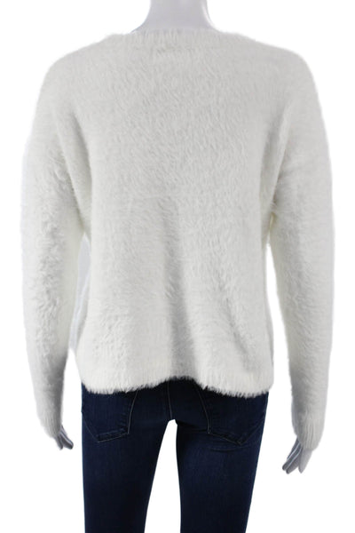 Bella Dahl Womens Pullover Sweater White Nylon Crew Neck Long Sleeve Size XS