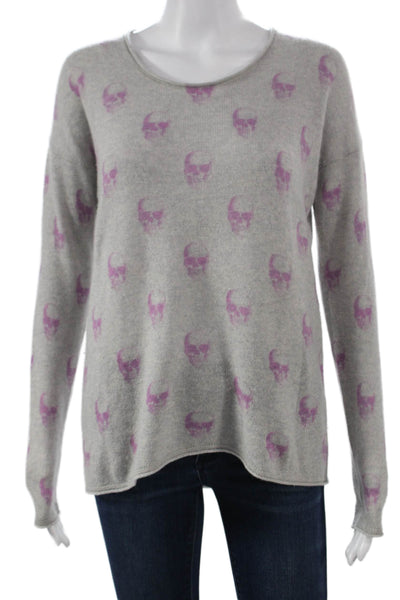 Skull Cashmere Womens Gray Pullover Skull Crew Neck Long Sleeve Size S