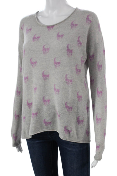 Skull Cashmere Womens Gray Pullover Skull Crew Neck Long Sleeve Size S