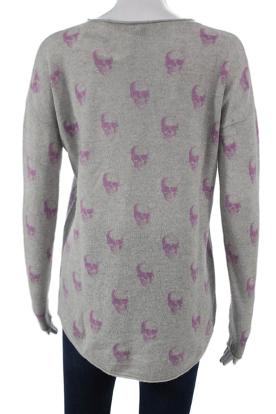 Skull Cashmere Womens Gray Pullover Skull Crew Neck Long Sleeve Size S