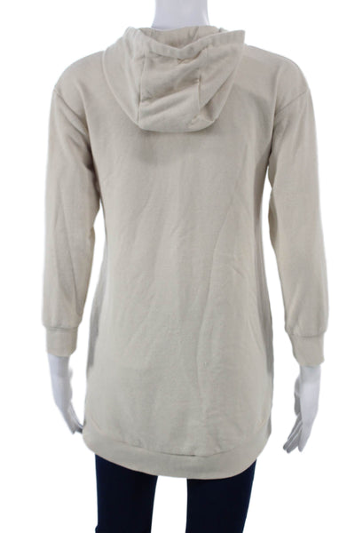Levis Girls Pullover Hoodie Beige High Neck 3/4 Sleeve Cotton Polyester Size M