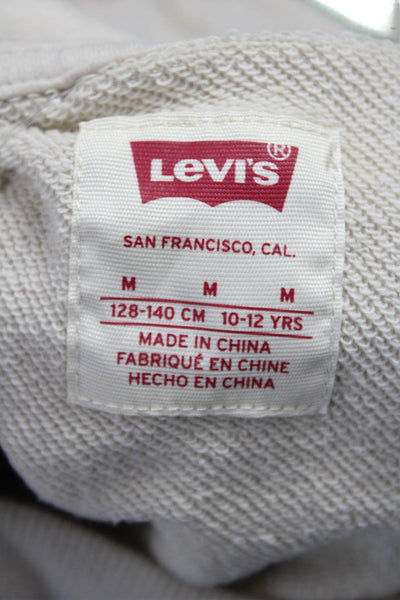 Levis Girls Pullover Hoodie Beige High Neck 3/4 Sleeve Cotton Polyester Size M
