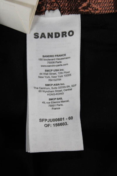 Sandro Womens Knee Length Flare Skirt Brown Geometric Polyester Button Size 36