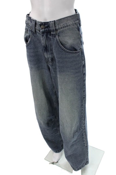 Jaded Unisex Wide-Leg Jeans Blue High Rise Cotton Button Size 28
