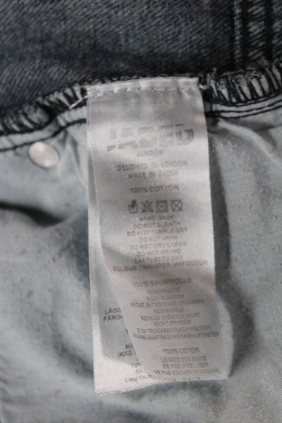 Jaded Unisex Wide-Leg Jeans Blue High Rise Cotton Button Size 28