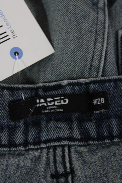 Jaded Unisex Wide-Leg Jeans Blue High Rise Cotton Button Size 28