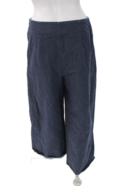 Rohe Womens Cropped Pants Blue Cotton Zip Inseam 29 Size 38