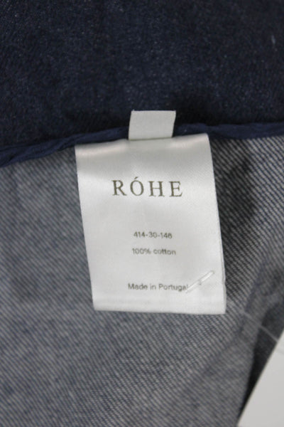 Rohe Womens Cropped Pants Blue Cotton Zip Inseam 29 Size 38