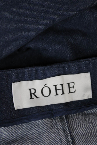 Rohe Womens Cropped Pants Blue Cotton Zip Inseam 29 Size 38
