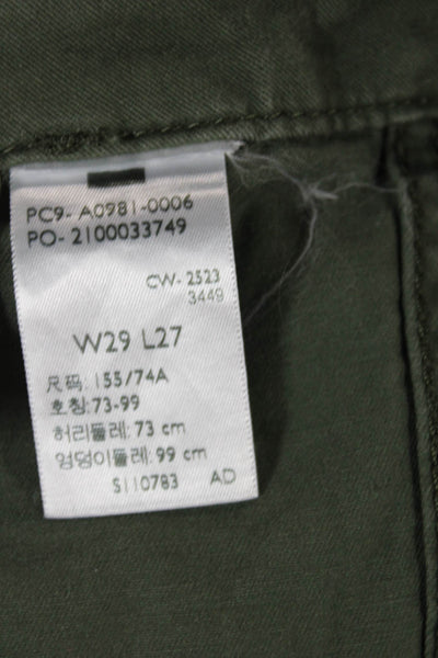 Levis Mens Cargo Pants Green Button Cotton Blend Size 29
