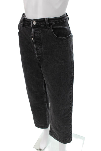 Levis Womens Ankle Jeans Black Cotton High Rise Button Fly Size 30