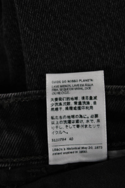 Levis Womens Ankle Jeans Black Cotton High Rise Button Fly Size 30