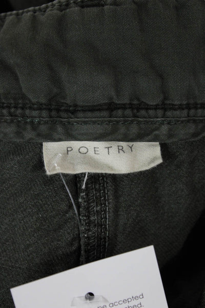 Poetry Women Cropped Green Cotton Blend Pants Button Closure Size 8