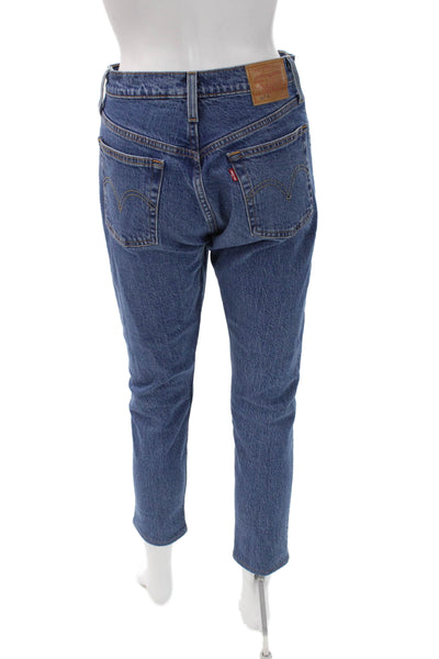 Levis Womens Tapered Blue Jeans Mid Rise Button Fly 26in Inseam Size 26