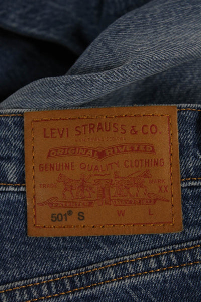 Levis Womens Tapered Blue Jeans Mid Rise Button Fly 26in Inseam Size 26