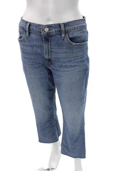 Joes Women Cropped Mid-Rise Blue Cotton Blend Jeans Button 25in Size 28