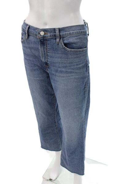 Joes Women Cropped Mid-Rise Blue Cotton Blend Jeans Button 25in Size 28
