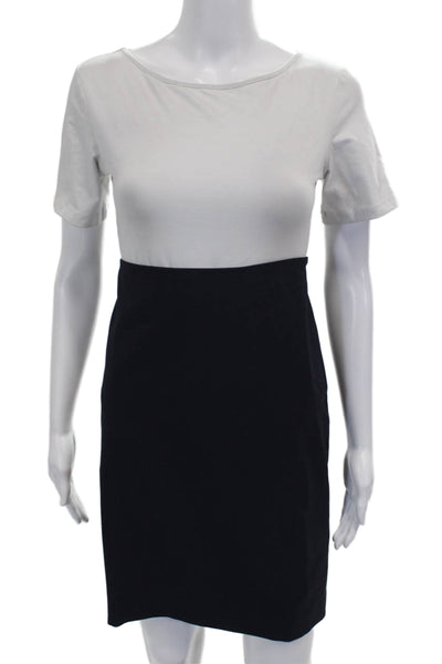 Elie Tahari Women Sheath Knee Length Wool Skirt White Zip Size 12