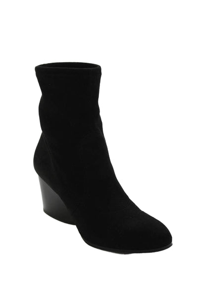 Donald J Pliner Women's Round Toe Suede Block Heel Ankle Boots Black Size 6.5