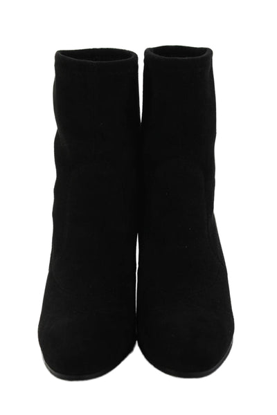 Donald J Pliner Women's Round Toe Suede Block Heel Ankle Boots Black Size 6.5