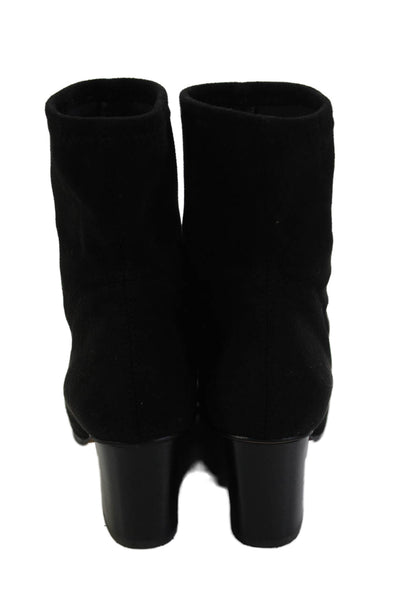 Donald J Pliner Women's Round Toe Suede Block Heel Ankle Boots Black Size 6.5