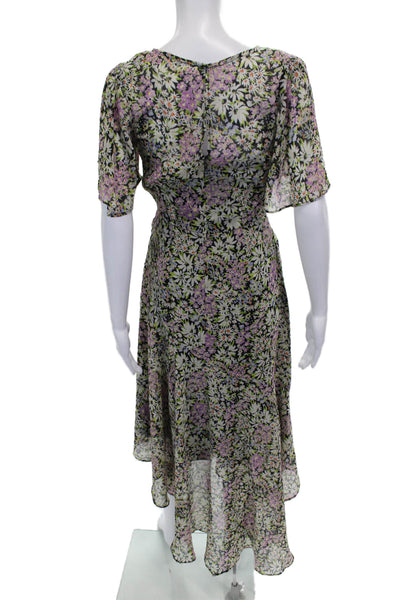 ASTR Womens Fit & Flare Floral Long Polyester Dress Short Sleeve Size S