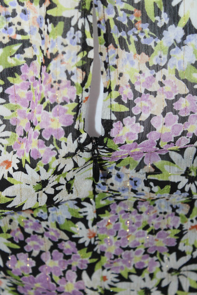 ASTR Womens Fit & Flare Floral Long Polyester Dress Short Sleeve Size S