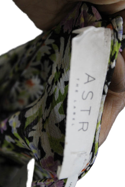 ASTR Womens Fit & Flare Floral Long Polyester Dress Short Sleeve Size S