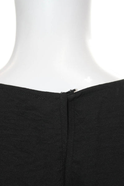 Zara Womens A-Line Long Black Dress Short Sleeve Round Neck Polyester Size S