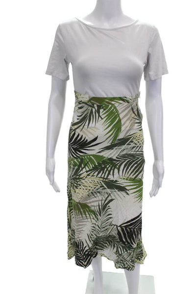 Zara Womens Straight Pencil Floral Viscose Midi Skirt Size XS