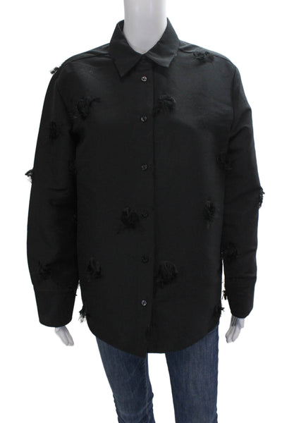 Samsoe & Samsoe Women Black Collared Button-Up Blouse Long Sleeve Size XS