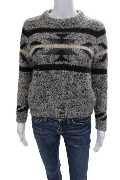 Isabel Marant Etoile Womens Alpaca Geometric Crewneck Pullover Gray Size 36