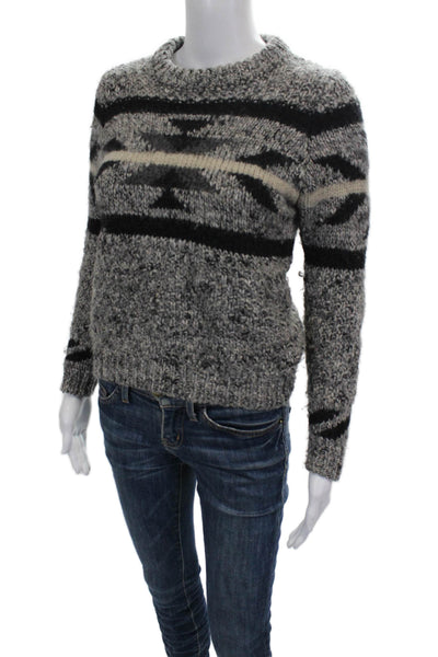 Isabel Marant Etoile Womens Alpaca Geometric Crewneck Pullover Gray Size 36
