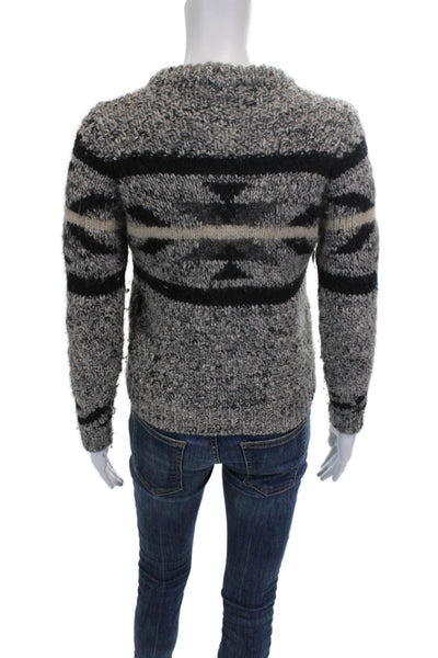 Isabel Marant Etoile Womens Alpaca Geometric Crewneck Pullover Gray Size 36