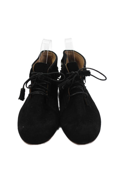 Ulla Johnson Women's Suede Tassel Lace Up High Top Flat Shoes Black Size 37