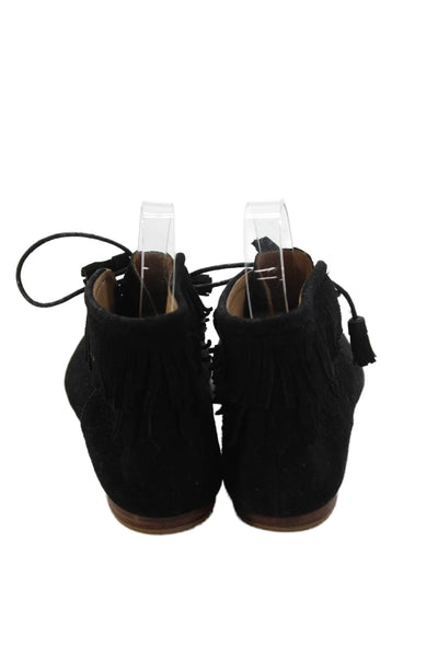 Ulla Johnson Women's Suede Tassel Lace Up High Top Flat Shoes Black Size 37