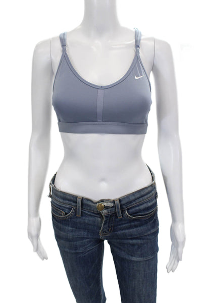 Nike Womens V Neck Sports Bra Blue Size Small