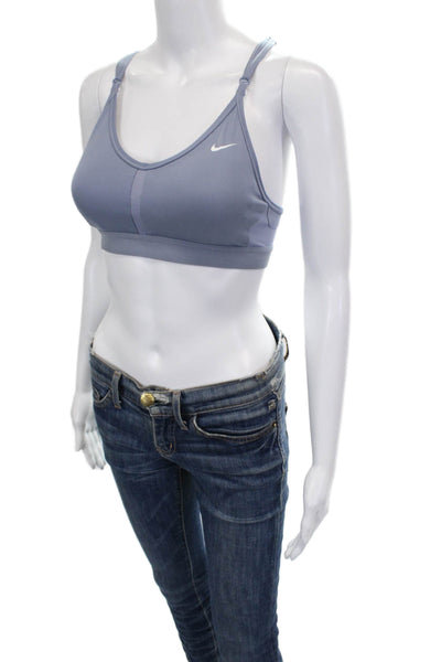 Nike Womens V Neck Sports Bra Blue Size Small