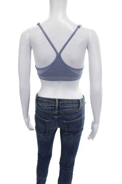 Nike Womens V Neck Sports Bra Blue Size Small