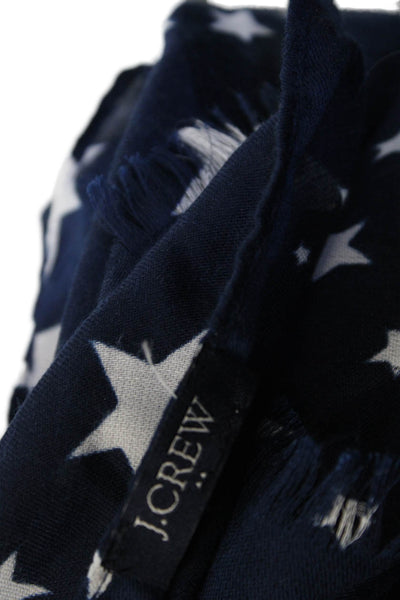 J Crew Womens Stars Print Light Weight Scarf Navy Blue White