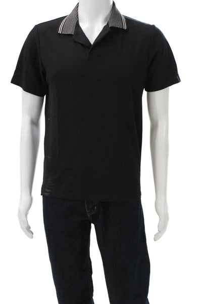 Theory Men Polo Black Collared Short Sleeve Button Viscose Blend Size XS