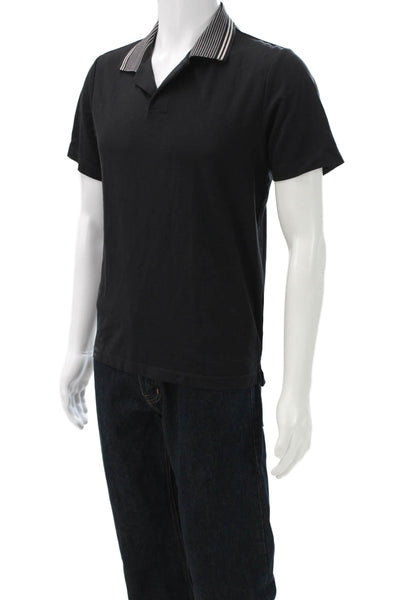 Theory Men Polo Black Collared Short Sleeve Button Viscose Blend Size XS