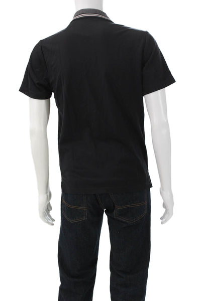 Theory Men Polo Black Collared Short Sleeve Button Viscose Blend Size XS