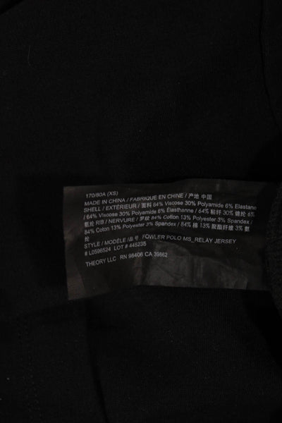 Theory Men Polo Black Collared Short Sleeve Button Viscose Blend Size XS