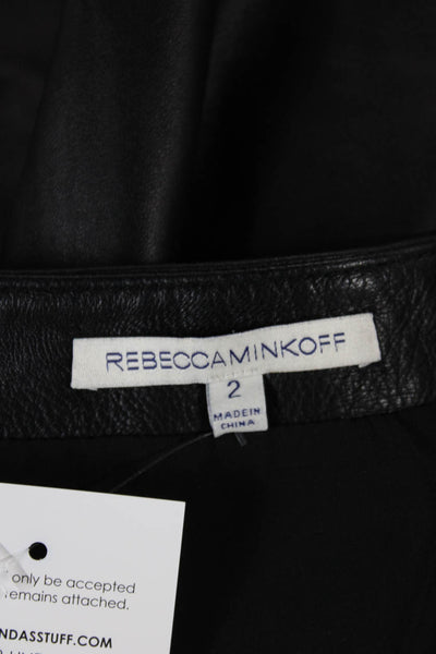 Rebecca Minkoff Womens Pencil Skirt Black Leather Button Knee Length Size 2