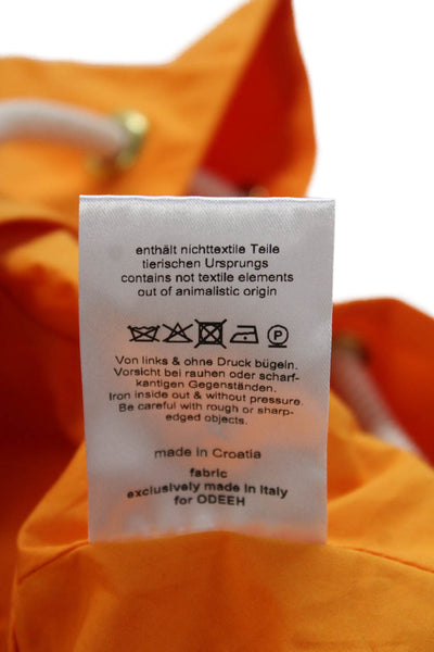 Odeeh Womens Cotton Feather Drawstring Small Circle Handbag Orange