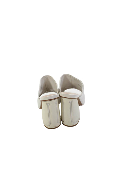 ZAC Zac Posen Womens Leather Open Toe Block Heels Mules Shoes White Size 8M