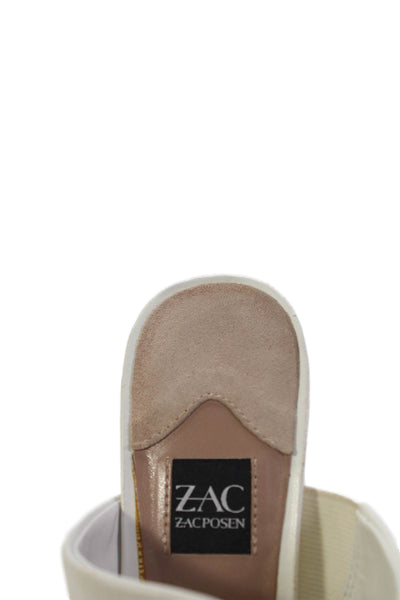 ZAC Zac Posen Womens Leather Open Toe Block Heels Mules Shoes White Size 8M